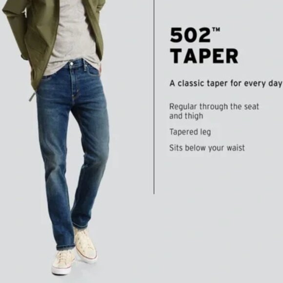 LEVI'S "502 TAPER" PERFORMANCE BLUE STRETCH DENIM ALL SEASONS TECH JEANS🆕 - Picture 1 of 5